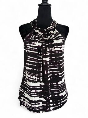Ann Taylor Abstract Print Halter Top Black Purple Size 4